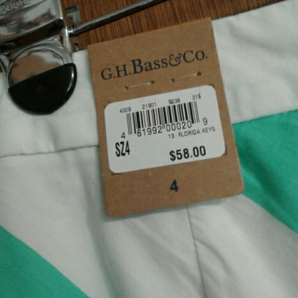 New G.H.Bass & Co. Green White Chevron Skirt 4 - Picture 2 of 6